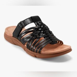 NWB Easy Spirit Mindi Woven Leather Sandal Black & Brown Comfort Size 9.5W
